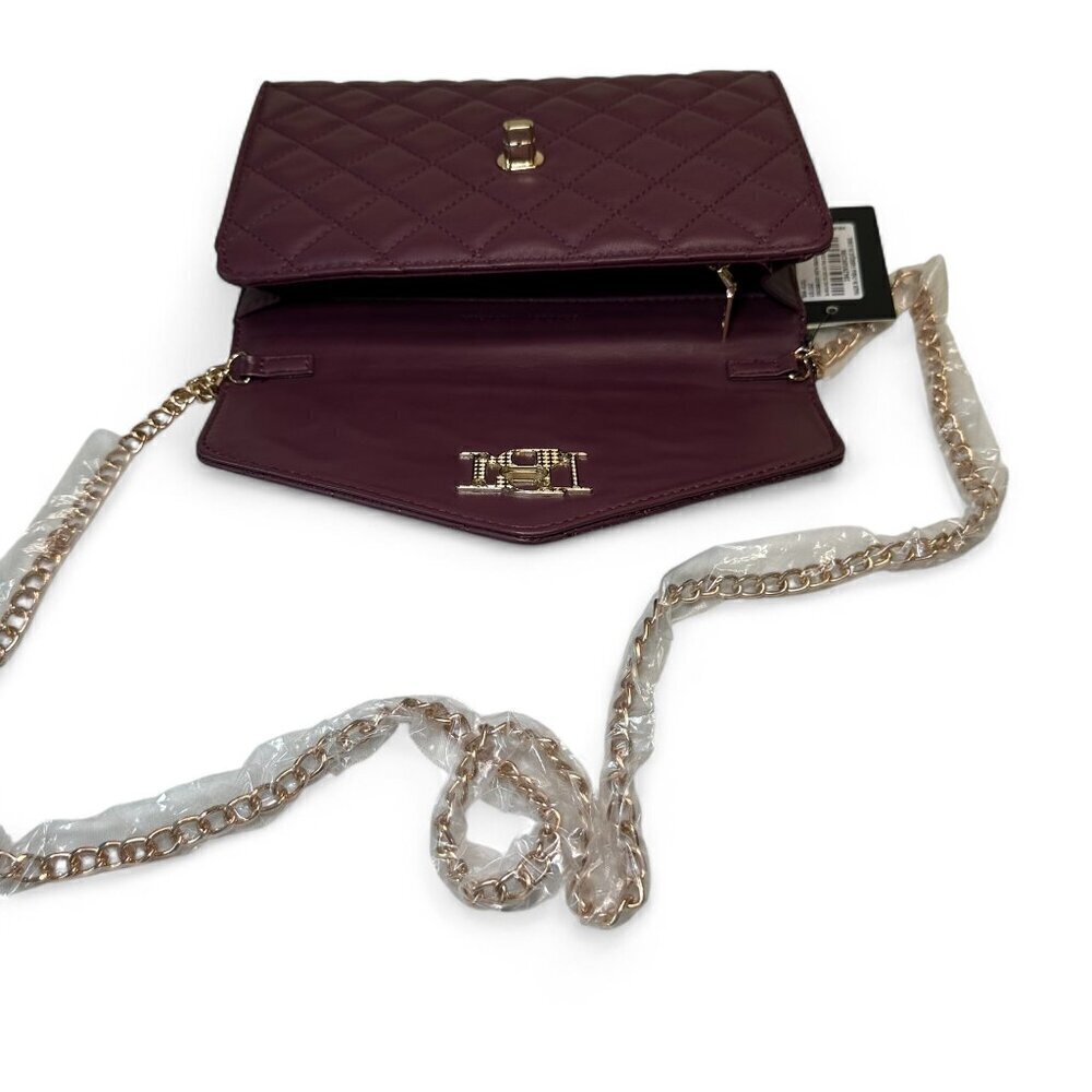 Badgley Mischka Diamond Quilt Convertible Crossbody - Plum/Burgundy - Picture 10 of 16